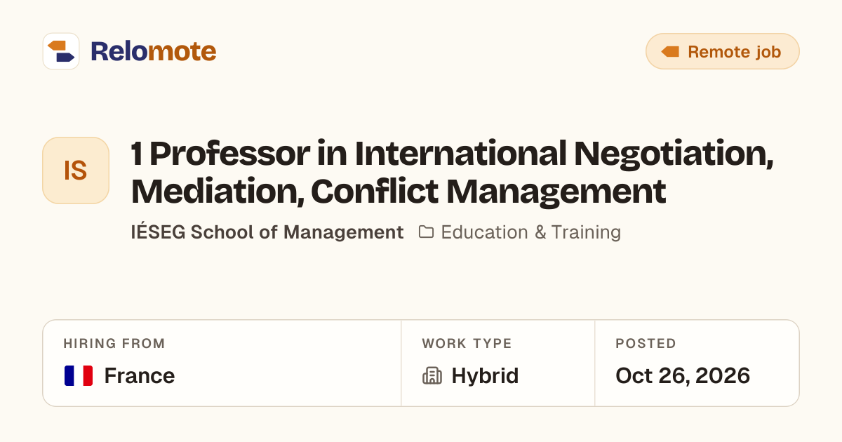 1 Professor in International Negotiation, Mediation, Conflict…