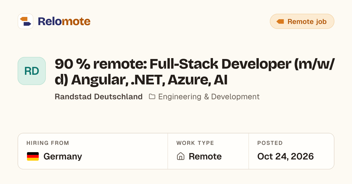 90 % remote: Full-Stack Developer (m/w/d) Angular, .NET, Azure, AI…