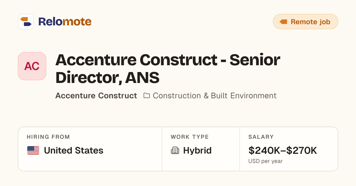 Accenture Construct - Senior Director, ANS at Accenture Construct