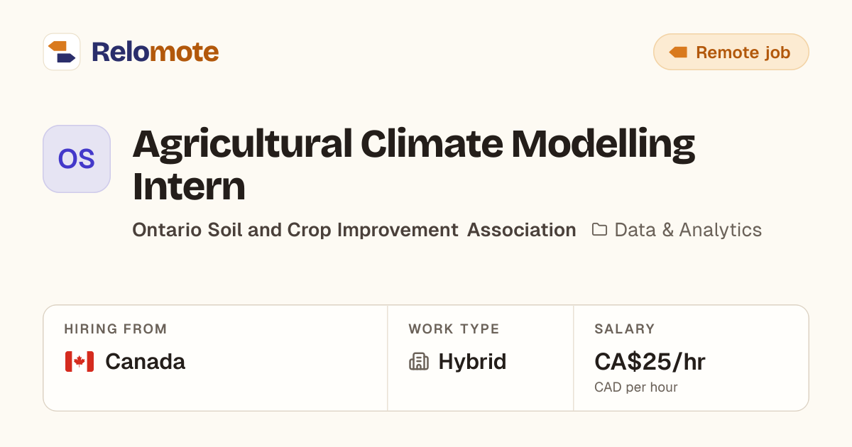 Agricultural Climate Modelling Intern at Ontario Soil and Crop…