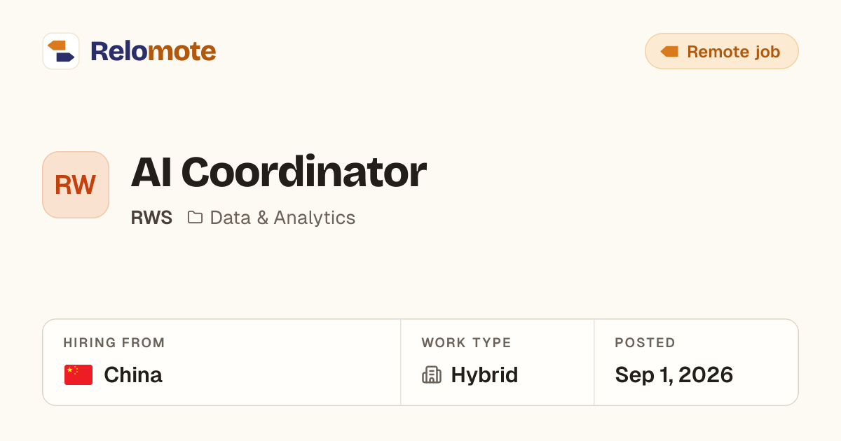AI Coordinator at RWS | Relomote