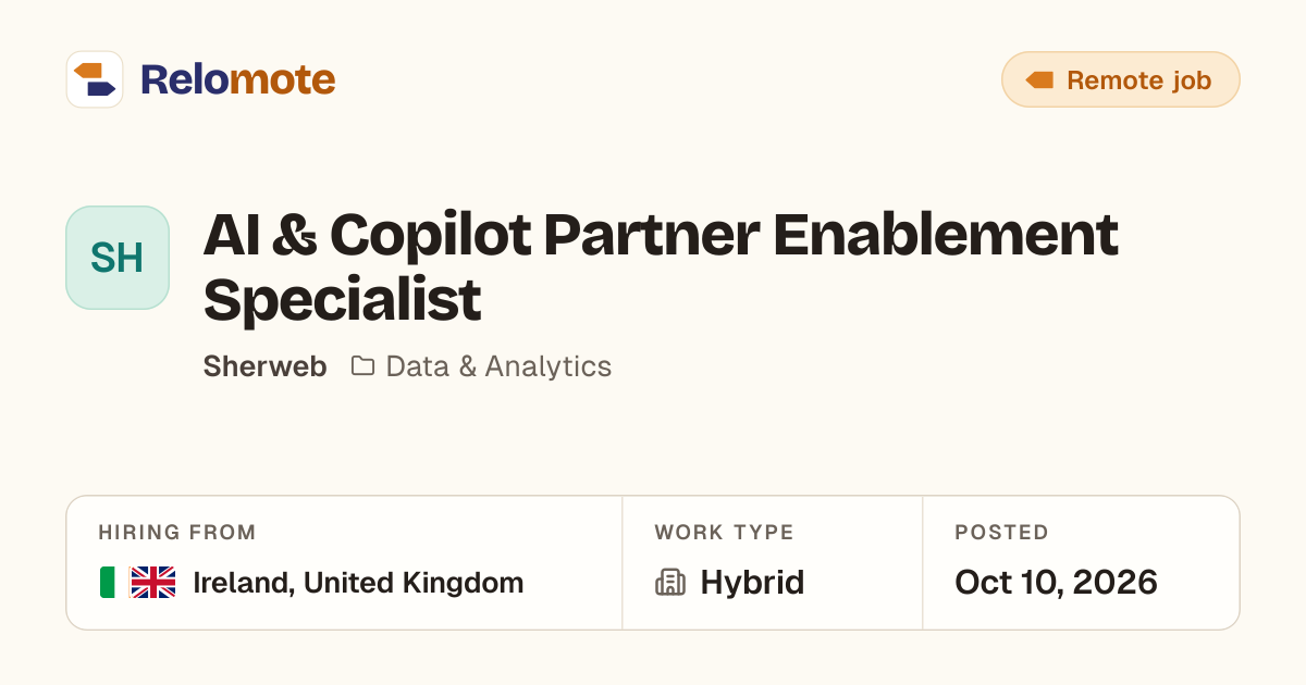 AI & Copilot Partner Enablement Specialist at Sherweb | Relomote
