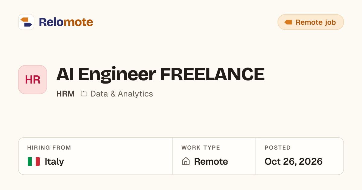 AI Engineer FREELANCE at HRM | Relomote