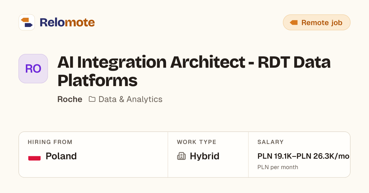 AI Integration Architect - RDT Data Platforms at Roche | Relomote