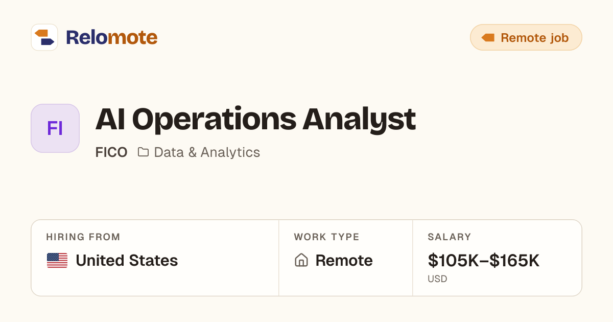 AI Operations Analyst at FICO | Relomote