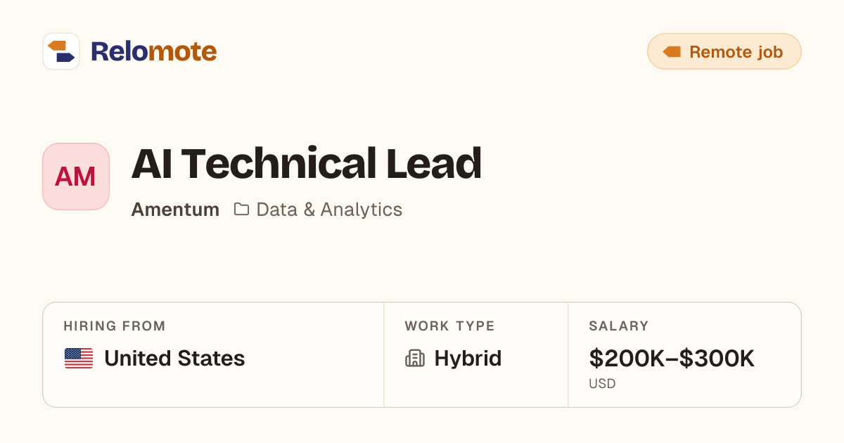 AI Technical Lead at Amentum | Relomote