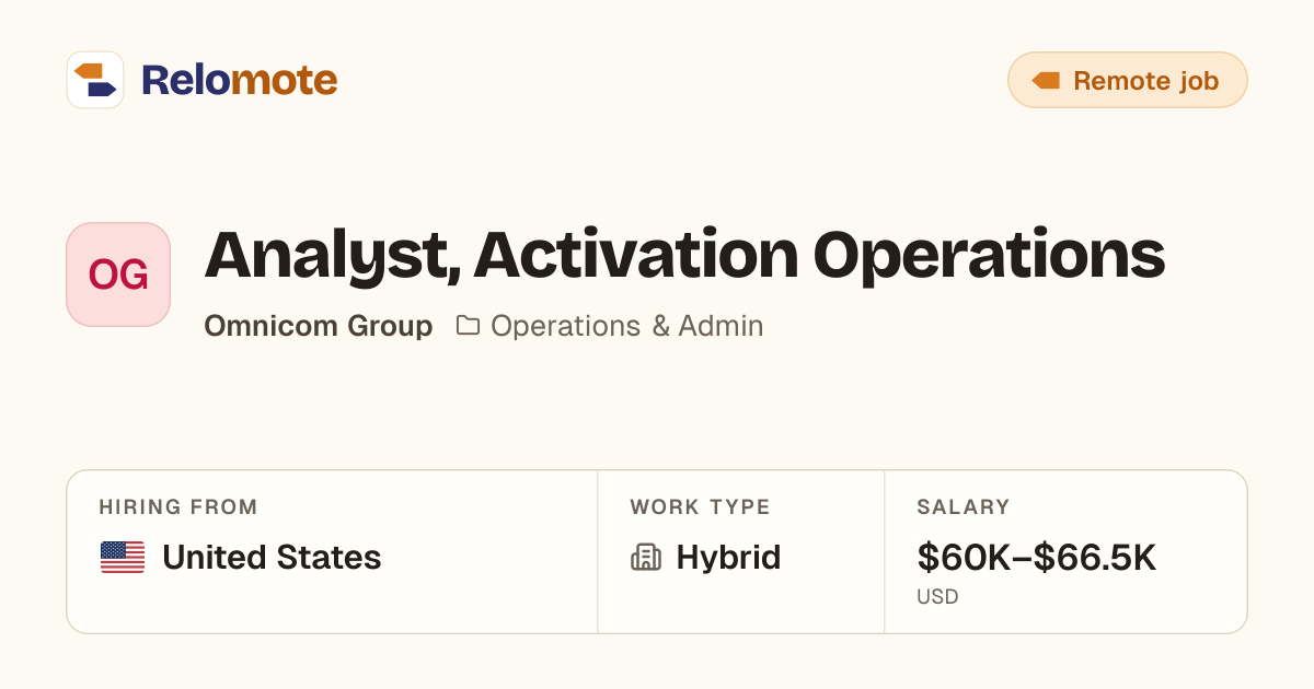 Analyst, Activation Operations at Omnicom Group | Relomote