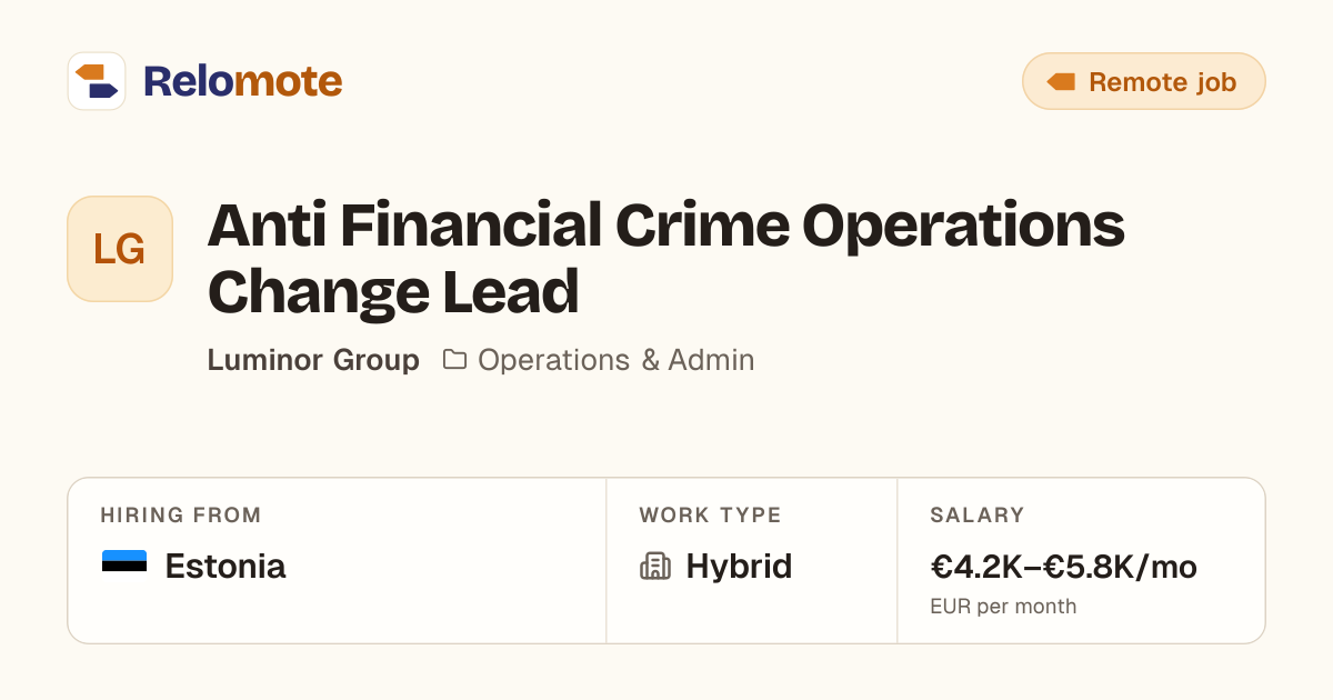 Anti Financial Crime Operations Change Lead at Luminor Group