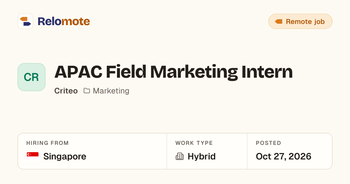 APAC Field Marketing Intern at Criteo | Relomote