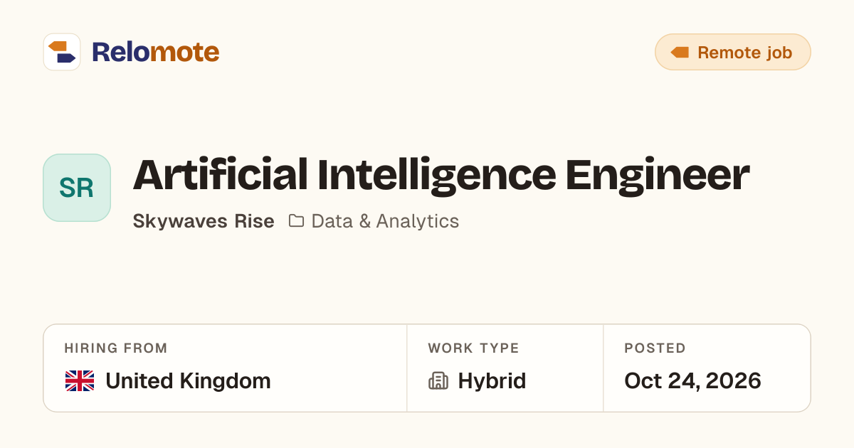 Artificial Intelligence Engineer at Skywaves Rise | Relomote