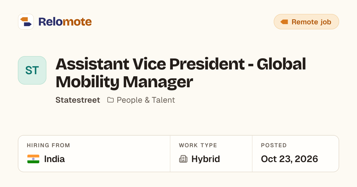 Assistant Vice President - Global Mobility Manager at Statestreet