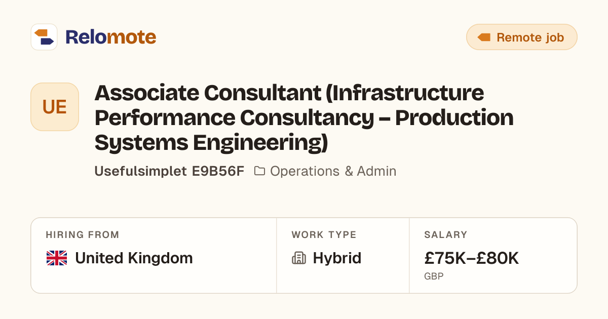 Associate Consultant (Infrastructure Performance Consultancy