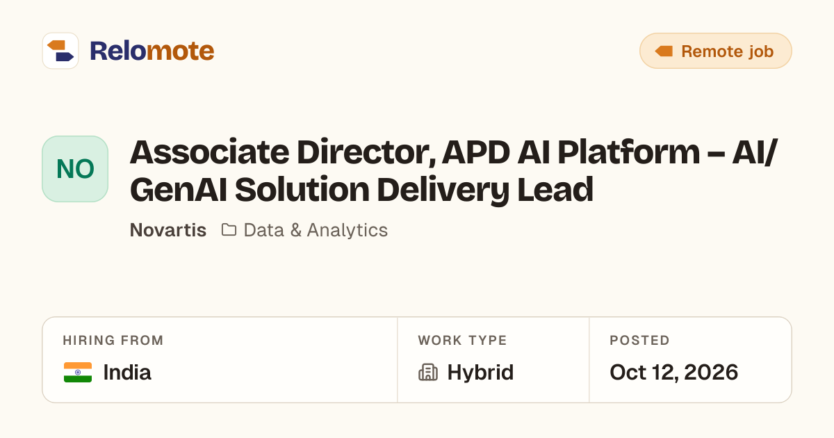 Associate Director, APD AI Platform – AI/GenAI Solution Delivery…