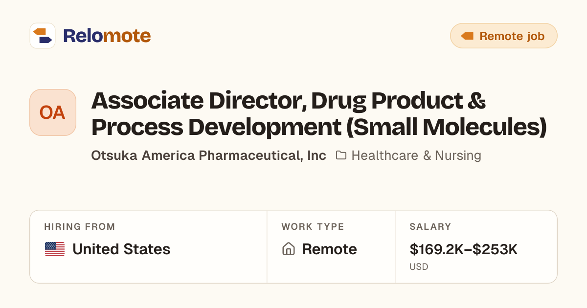 Associate Director, Drug Product & Process Development (Small…