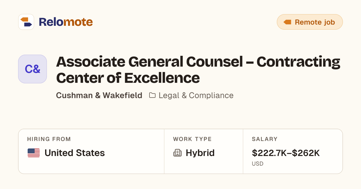 Associate General Counsel – Contracting Center of Excellence at…