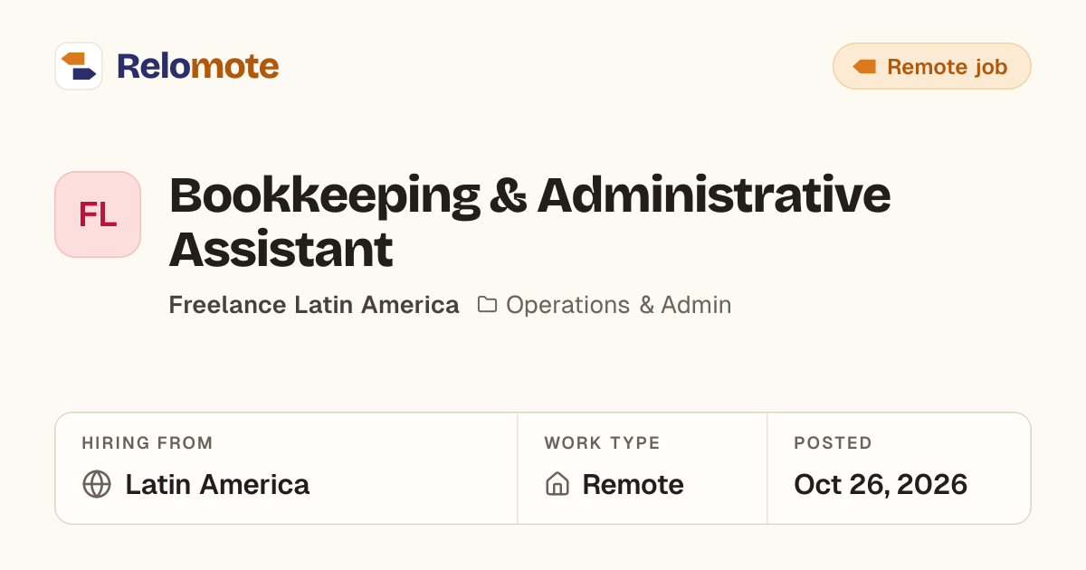 Bookkeeping & Administrative Assistant at Freelance Latin America