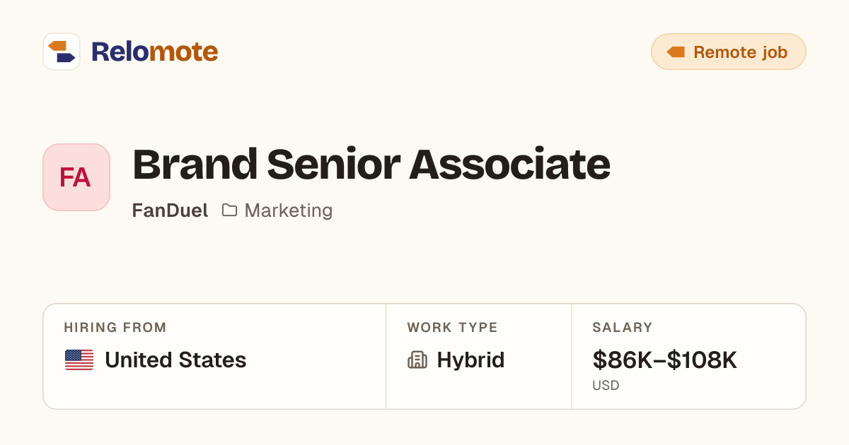 Brand Senior Associate at FanDuel | Relomote