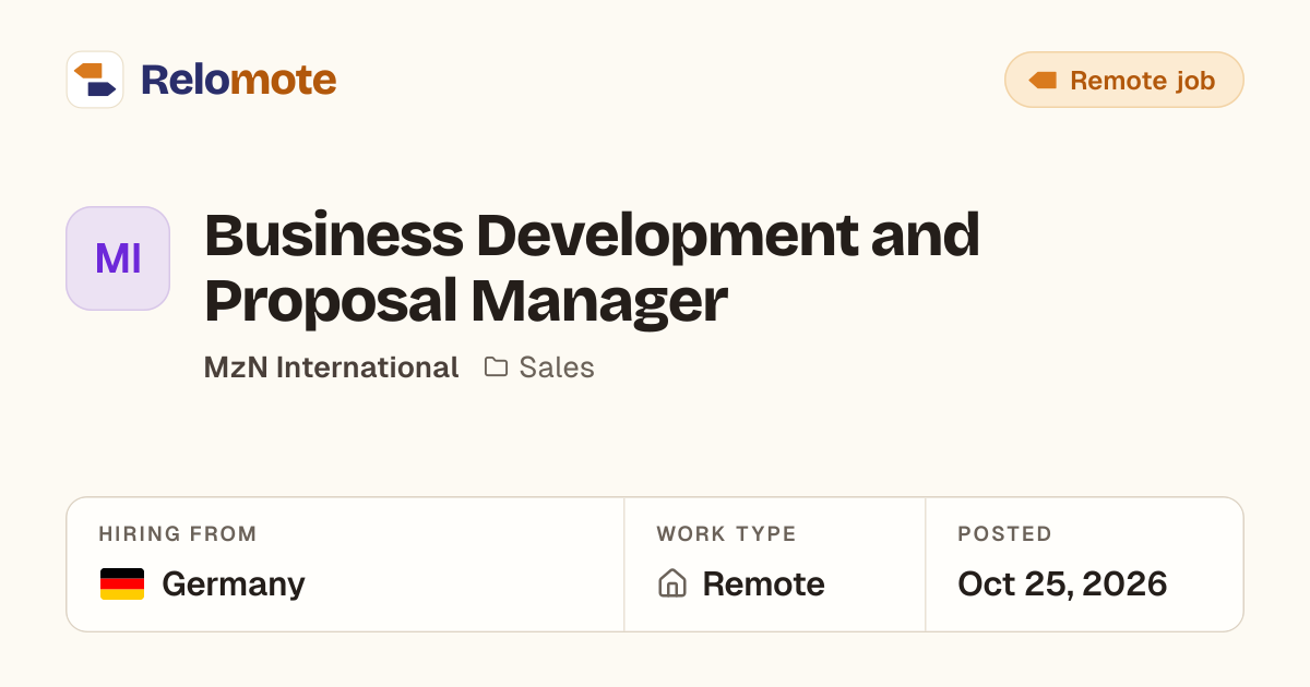 Business Development and Proposal Manager at MzN International