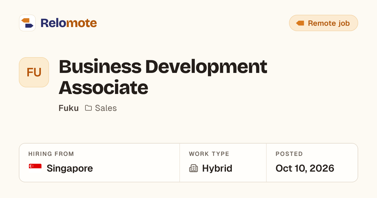 Business Development Associate at Fuku | Relomote