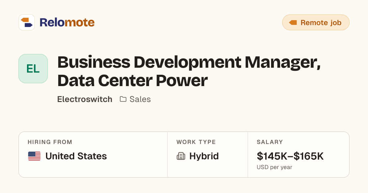Business Development Manager, Data Center Power at Electroswitch