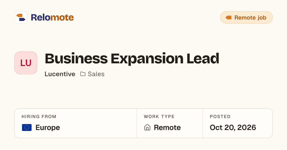Business Expansion Lead at Lucentive | Relomote