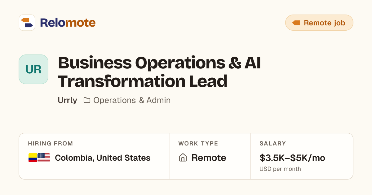 Business Operations & AI Transformation Lead at Urrly | Relomote