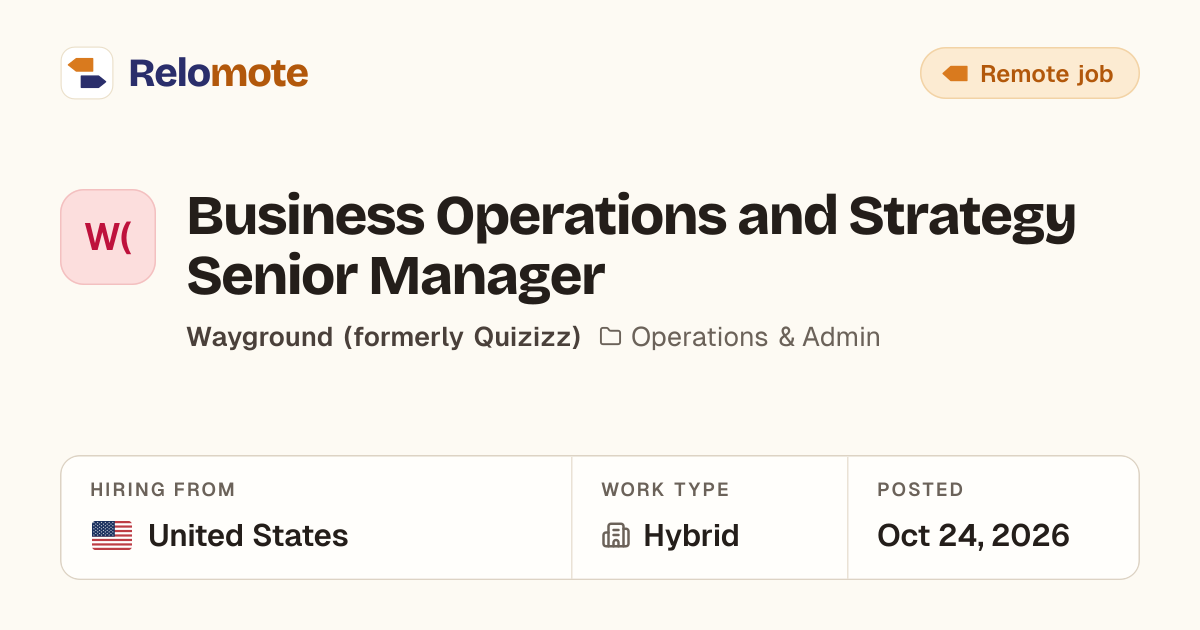 Business Operations and Strategy Senior Manager at Wayground…