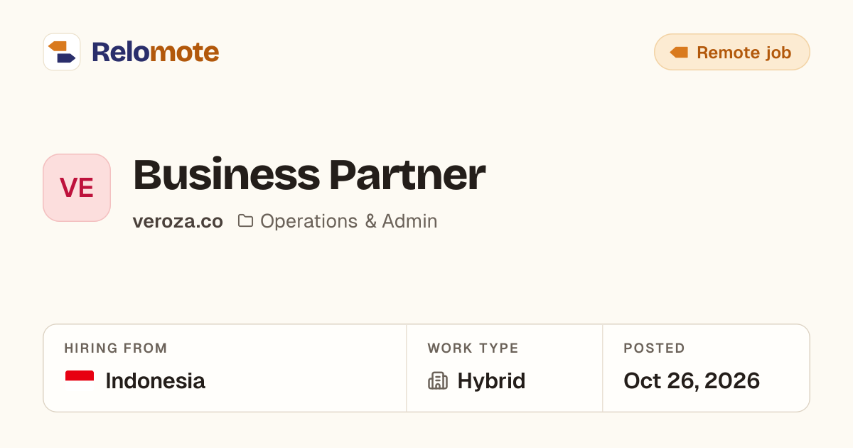 Business Partner at veroza.co | Relomote