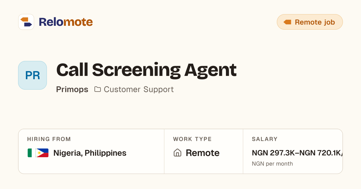 Call Screening Agent at Primops | Relomote