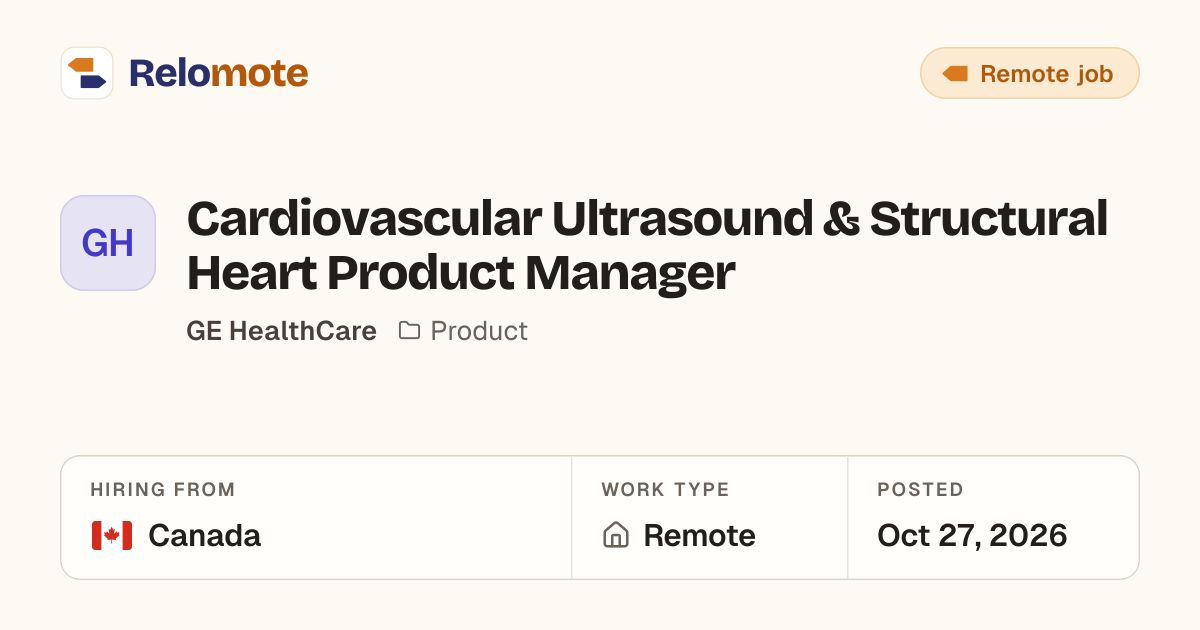 Cardiovascular Ultrasound & Structural Heart Product Manager at GE…