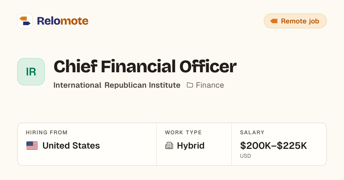 Chief Financial Officer at International Republican Institute