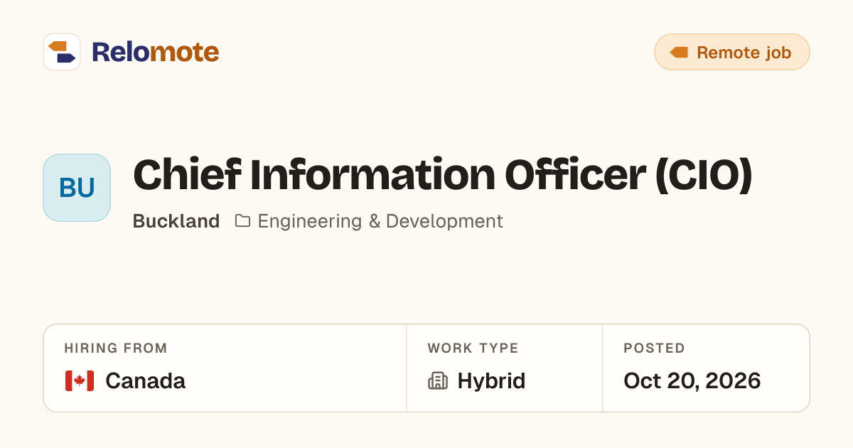 Chief Information Officer (CIO) at Buckland | Relomote