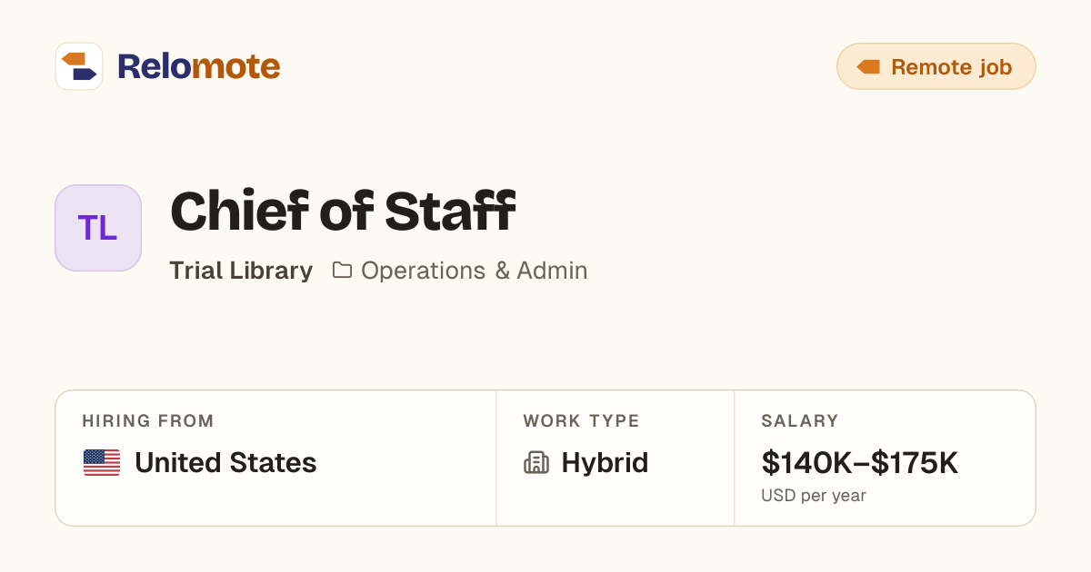 Chief of Staff at Trial Library | Relomote