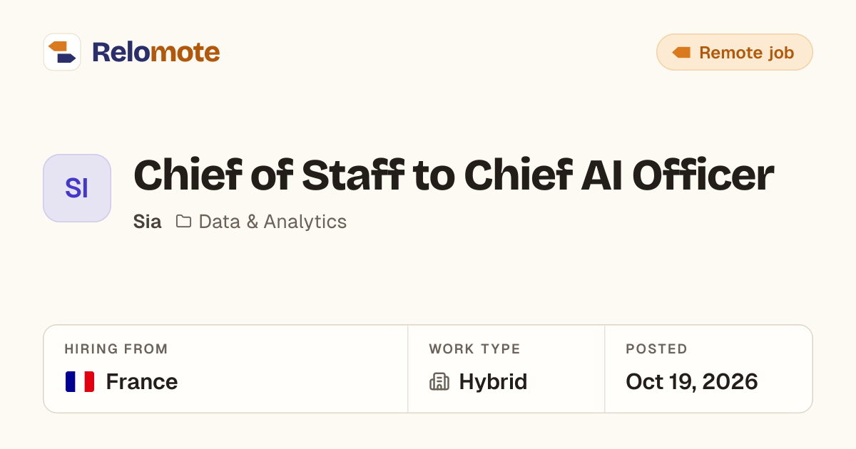 Chief of Staff to Chief AI Officer at Sia | Relomote
