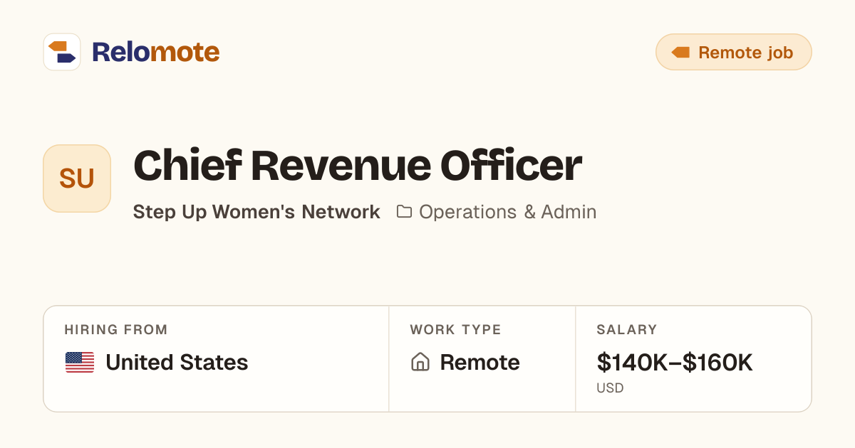 Chief Revenue Officer at Step Up Women's Network | Relomote