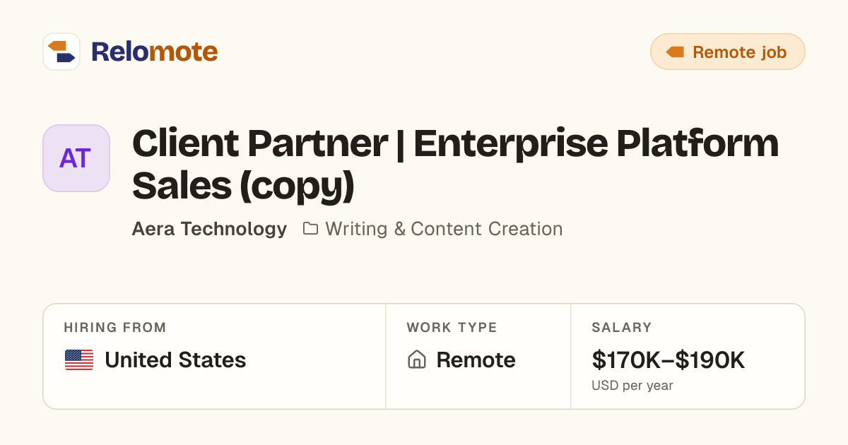 Client Partner | Enterprise Platform Sales (copy) at Aera Technology