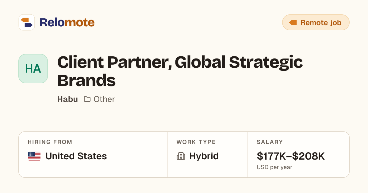 Client Partner, Global Strategic Brands at Habu | Relomote