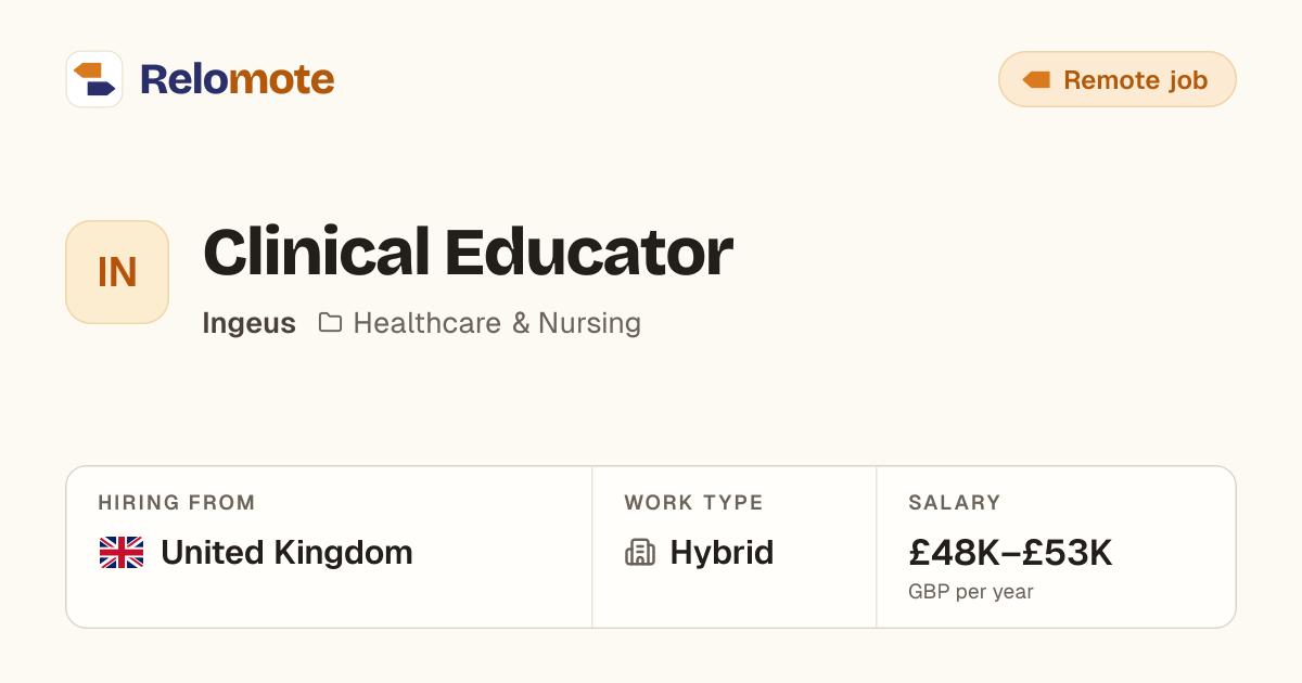 Clinical Educator at Ingeus | Relomote