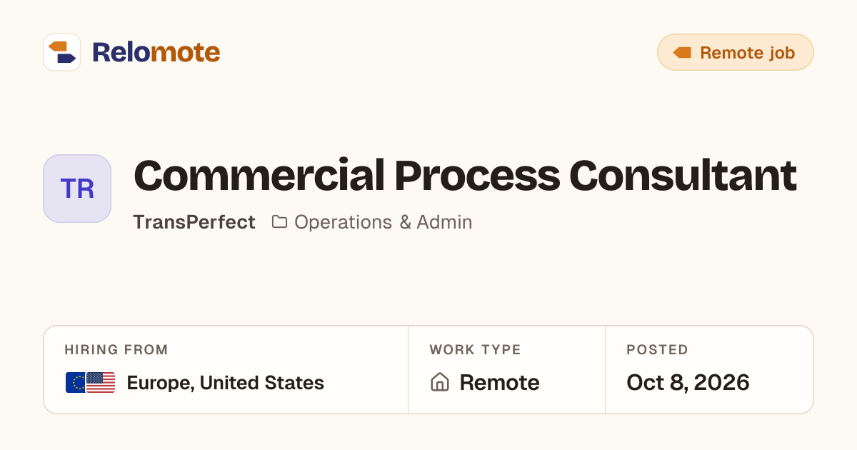 Commercial Process Consultant at TransPerfect | Relomote