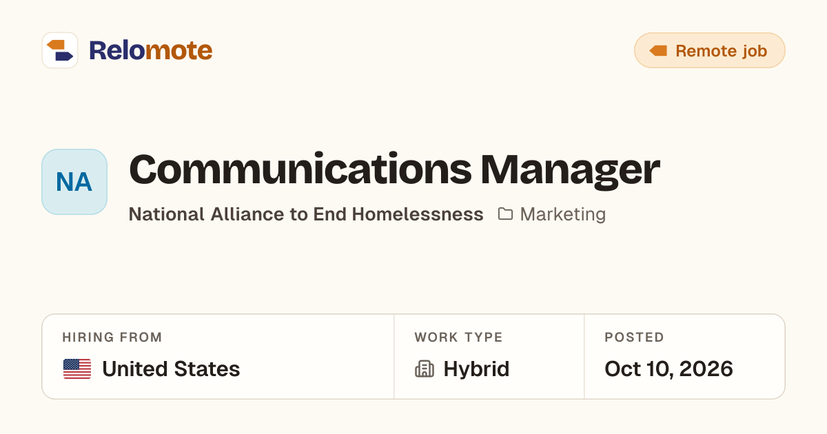 Communications Manager at National Alliance to End Homelessness