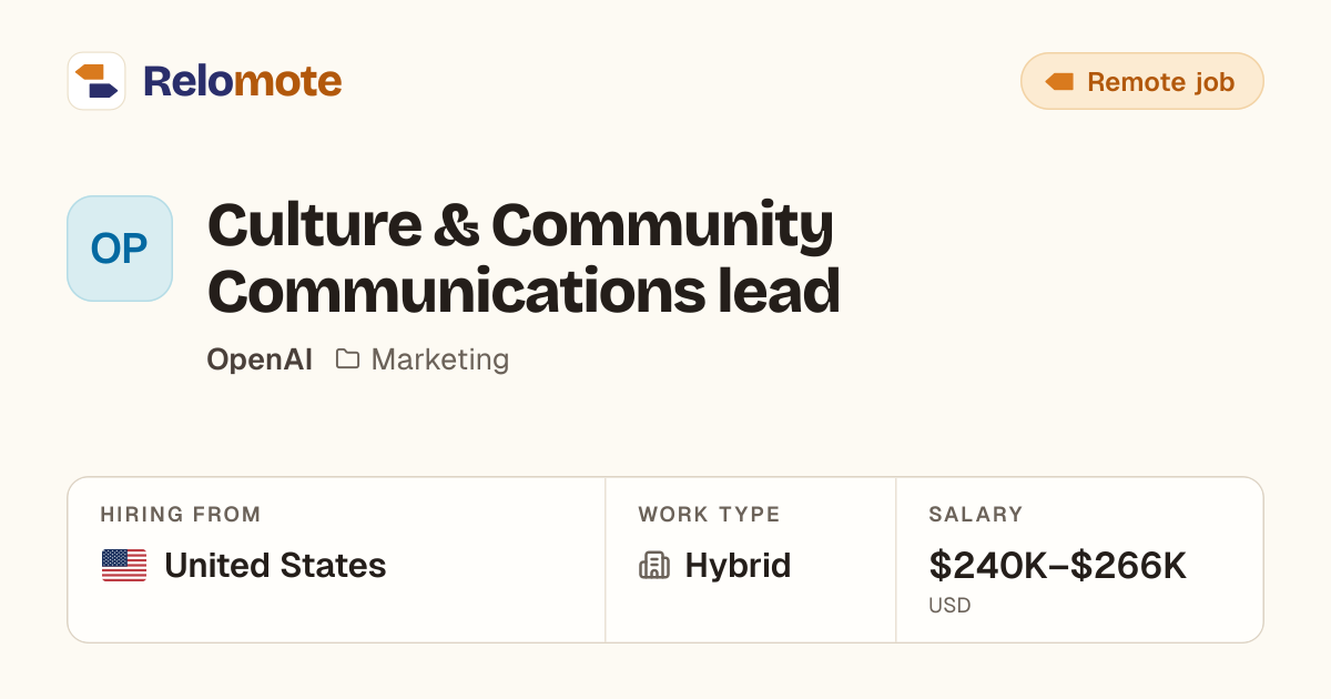 Community Communications Lead at OpenAI | Relomote