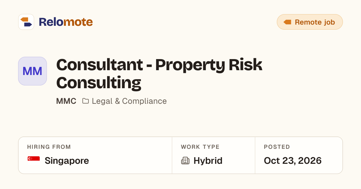 Consultant - Property Risk Consulting at MMC | Relomote