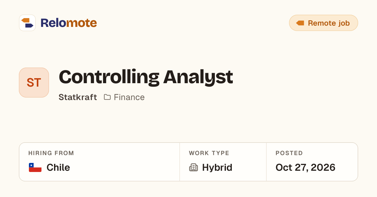 Controlling Analyst at Statkraft | Relomote