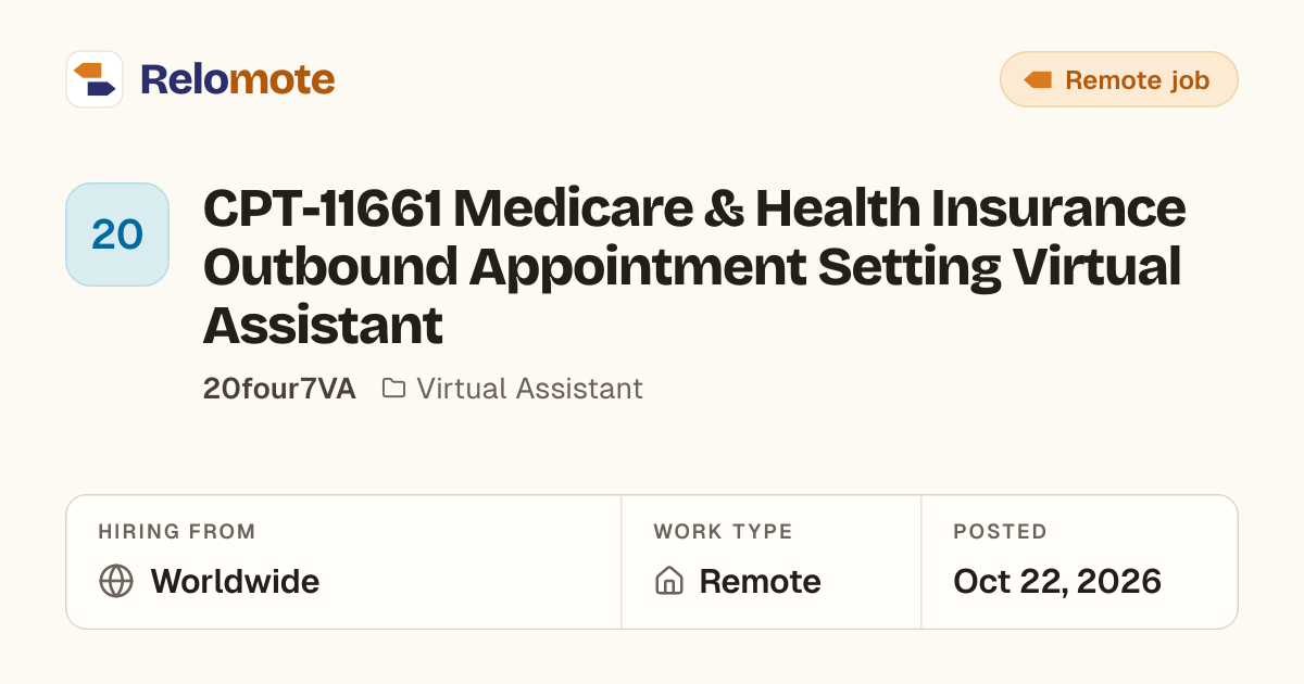 CPT-11661 Medicare & Health Insurance Outbound Appointment Setting…