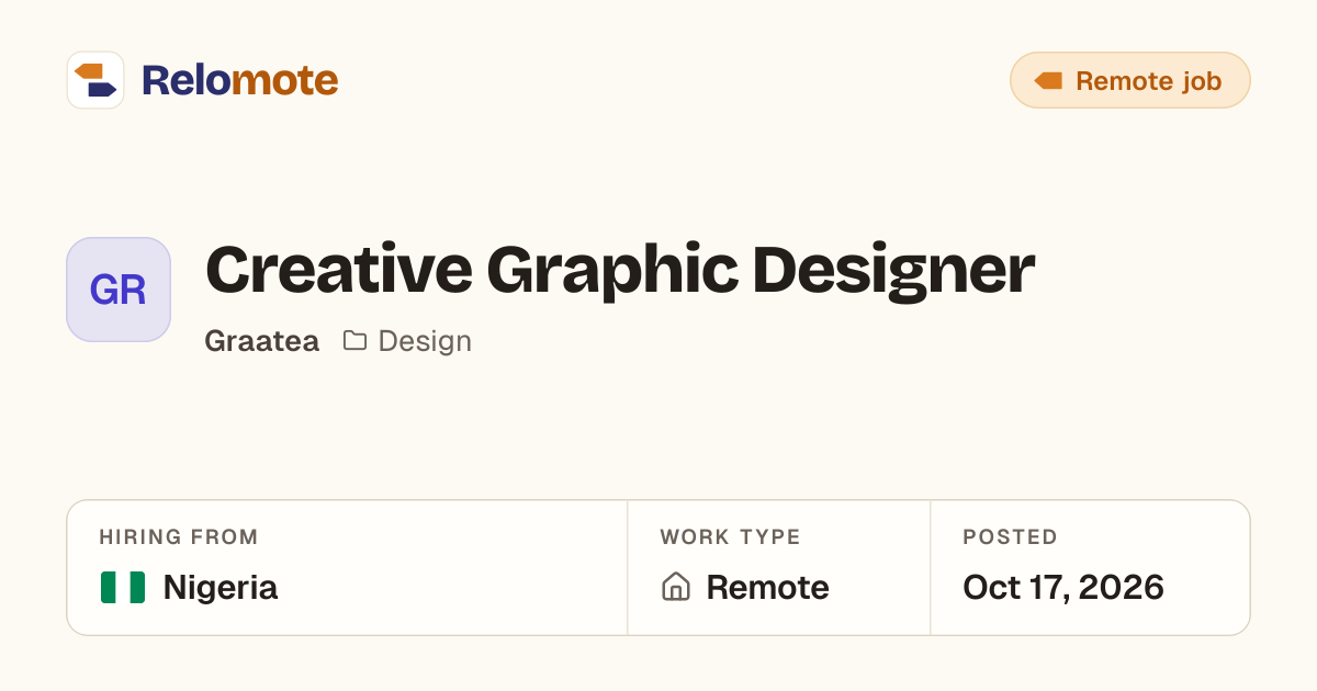 Creative Graphic Designer at Graatea | Relomote