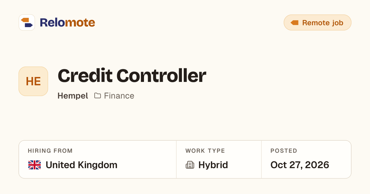 Credit Controller at Hempel | Relomote