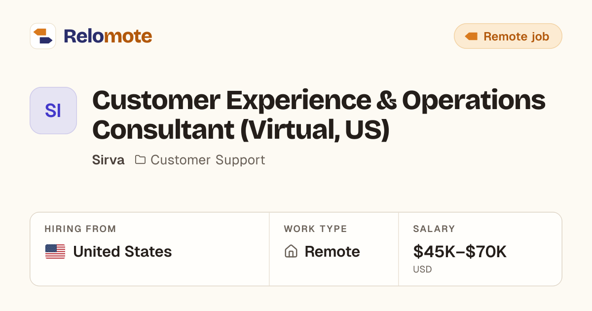 Customer Experience & Operations Consultant (Virtual, US) at Sirva