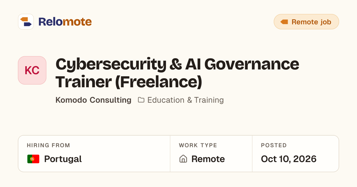 Cybersecurity & AI Governance Trainer (Freelance) at Komodo Consulting