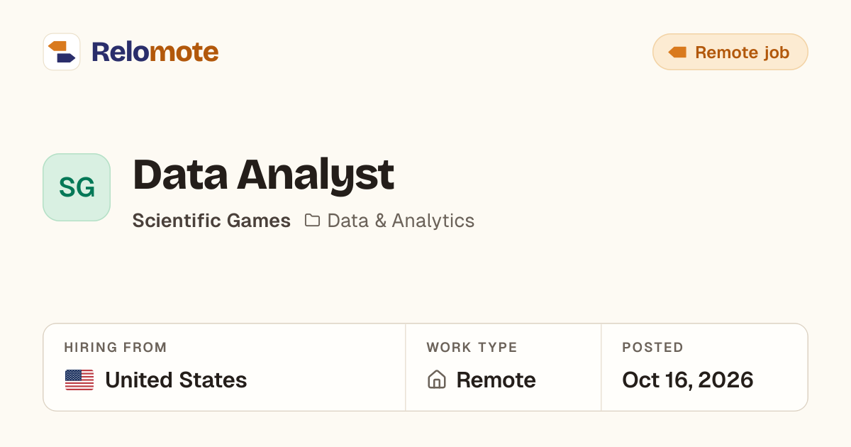 Data Analyst at Scientific Games | Relomote