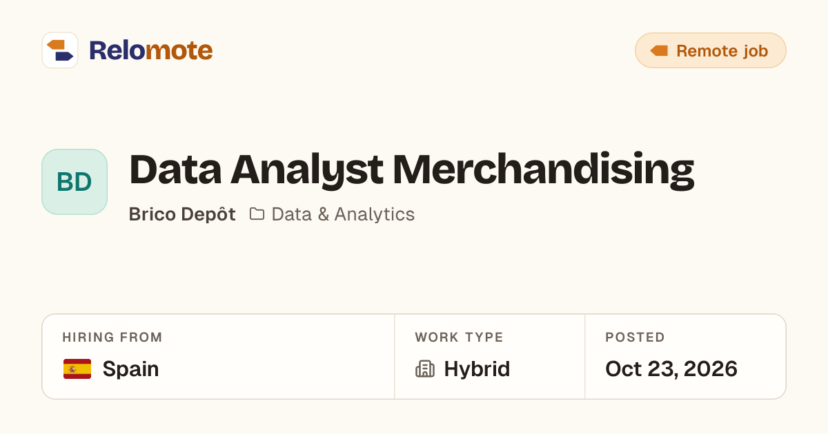 Data Analyst Merchandising at Brico Depôt | Relomote